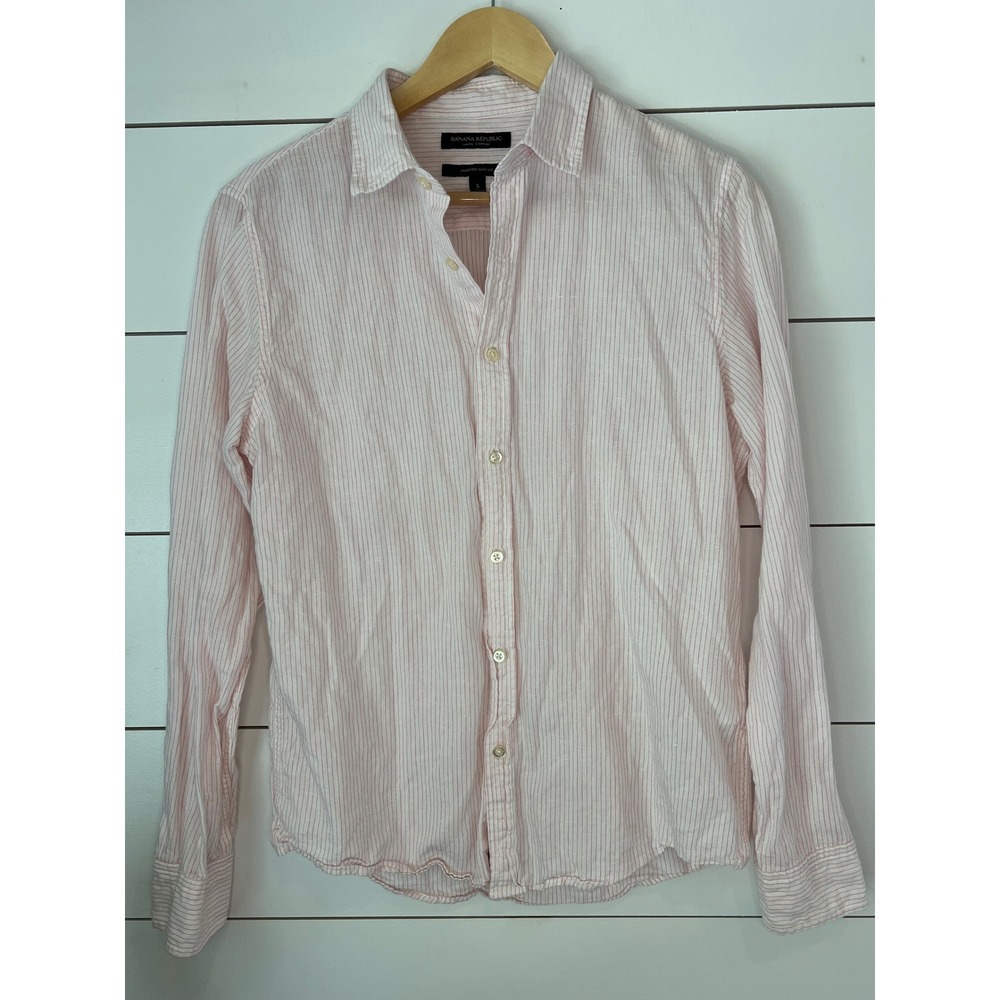 Banana Republic‎ Striped Linen Cotton  Button Down Small old money quiet luxury